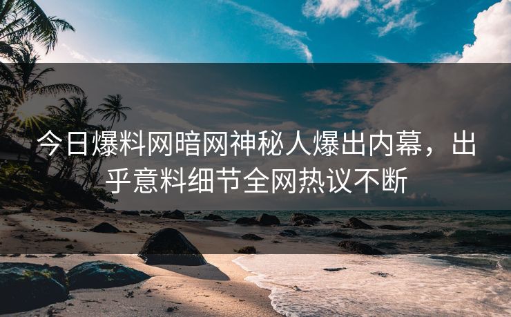 今日爆料网暗网神秘人爆出内幕，出乎意料细节全网热议不断