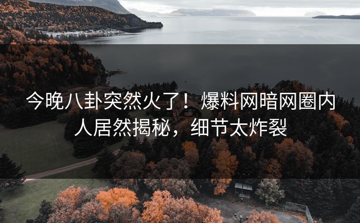 今晚八卦突然火了!爆料网暗网圈内人居然揭秘,细节太炸裂