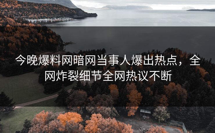 今晚爆料网暗网当事人爆出热点，全网炸裂细节全网热议不断