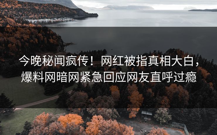 今晚秘闻疯传！网红被指真相大白，爆料网暗网紧急回应网友直呼过瘾