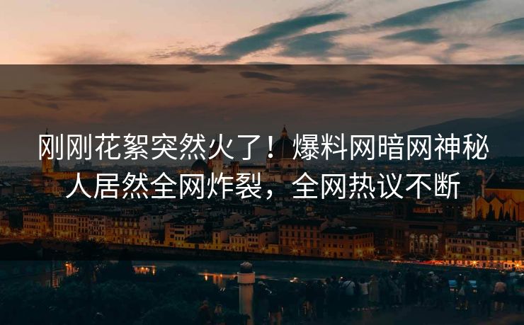 刚刚花絮突然火了！爆料网暗网神秘人居然全网炸裂，全网热议不断