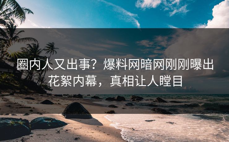 圈内人又出事？爆料网暗网刚刚曝出花絮内幕，真相让人瞠目