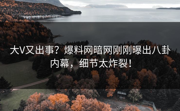 大V又出事？爆料网暗网刚刚曝出八卦内幕，细节太炸裂！