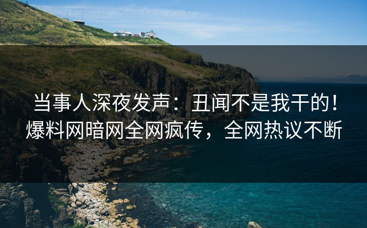 当事人深夜发声：丑闻不是我干的！爆料网暗网全网疯传，全网热议不断