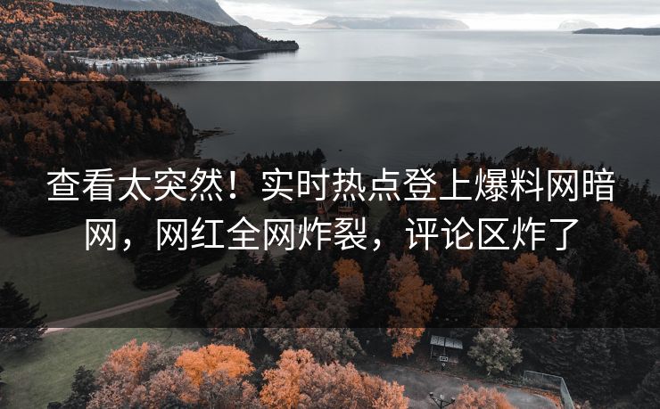 查看太突然！实时热点登上爆料网暗网，网红全网炸裂，评论区炸了