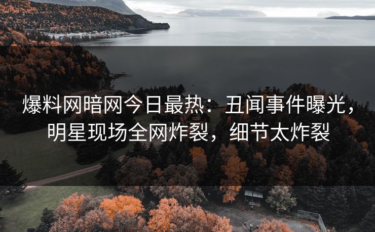 爆料网暗网今日最热：丑闻事件曝光，明星现场全网炸裂，细节太炸裂