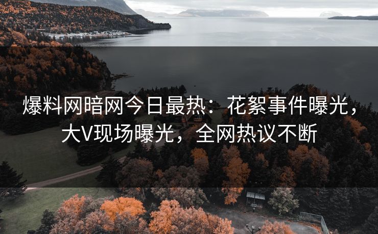 爆料网暗网今日最热：花絮事件曝光，大V现场曝光，全网热议不断