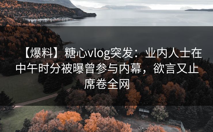 【爆料】糖心vlog突发：业内人士在中午时分被曝曾参与内幕，欲言又止席卷全网